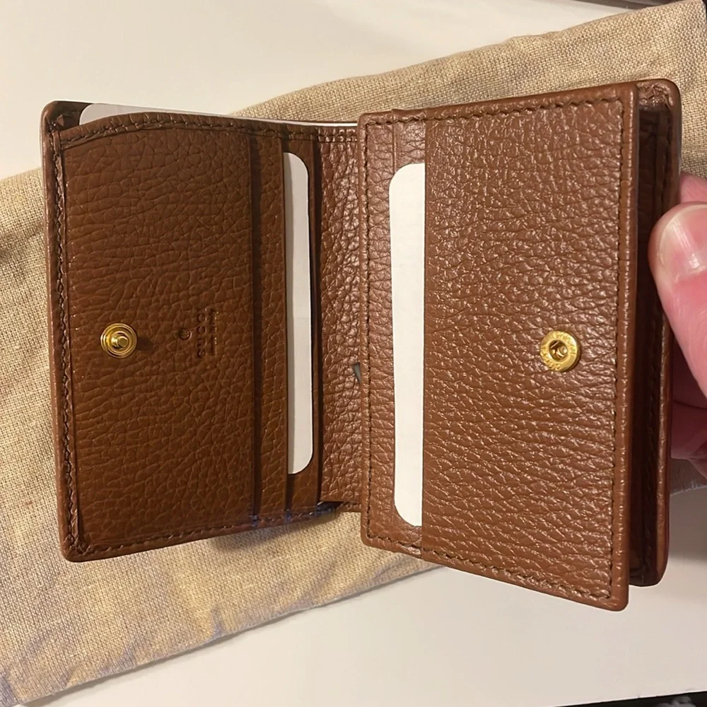 Gucci 1955 blue denim brown leather card holder - Picture 7 of 13